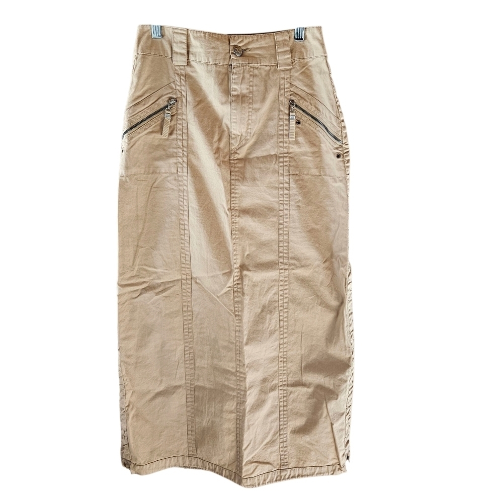 Khaki Tan Midi Pencil Skirt Casual Cargo​​​​